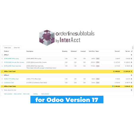 Order Line Subtotal by InterAcct for Odoo v17