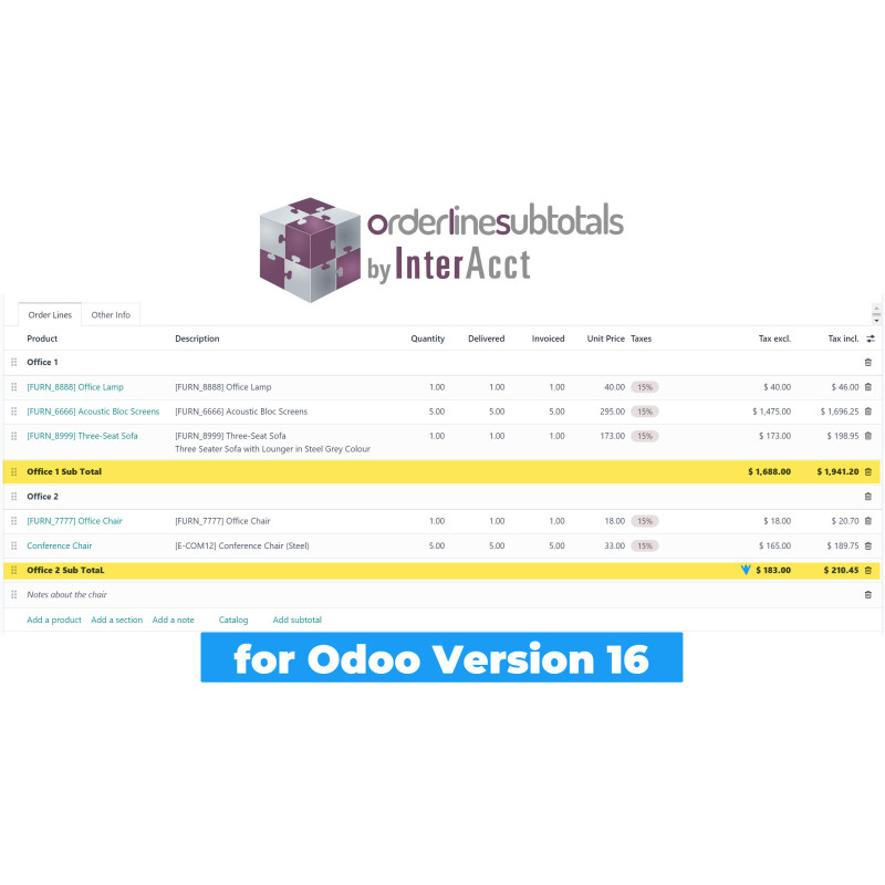 Order Line Subtotal by InterAcct for Odoo v16 Order Line Subtotal by InterAcct for Odoo v16